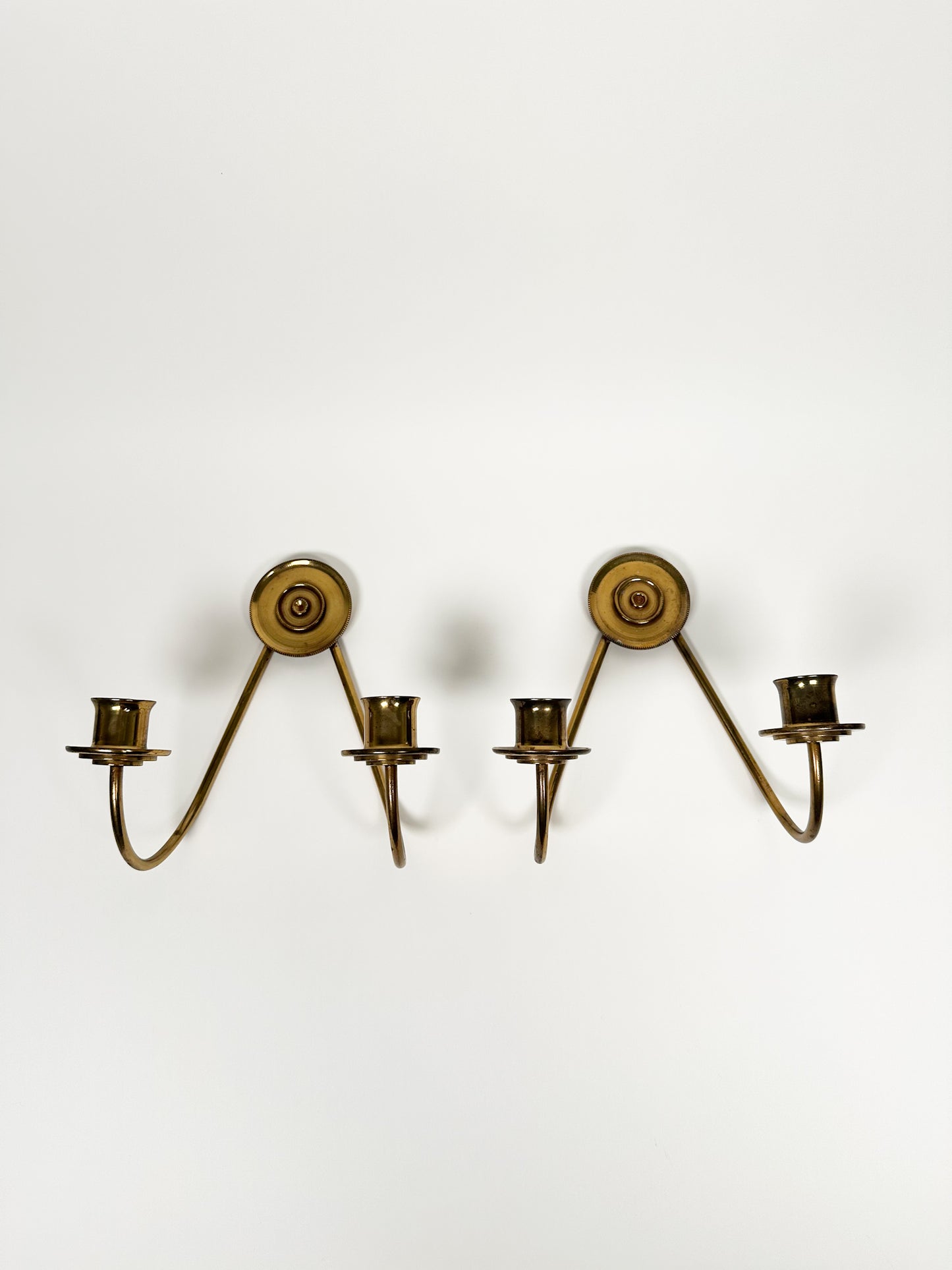 Vintage Brass Wall Sconce Set