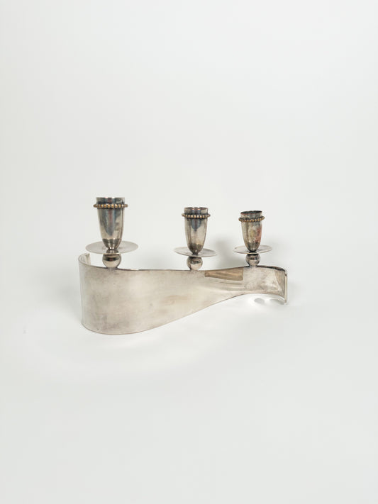 Vintage Curvy Silver-Plated Candle Holder
