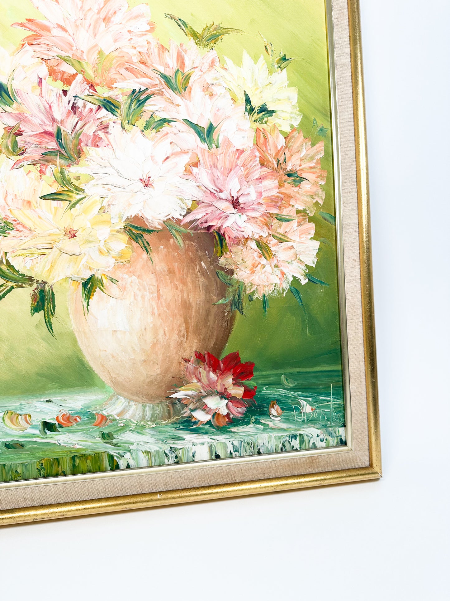 Vintage Large Oil Floral Still Life Painting