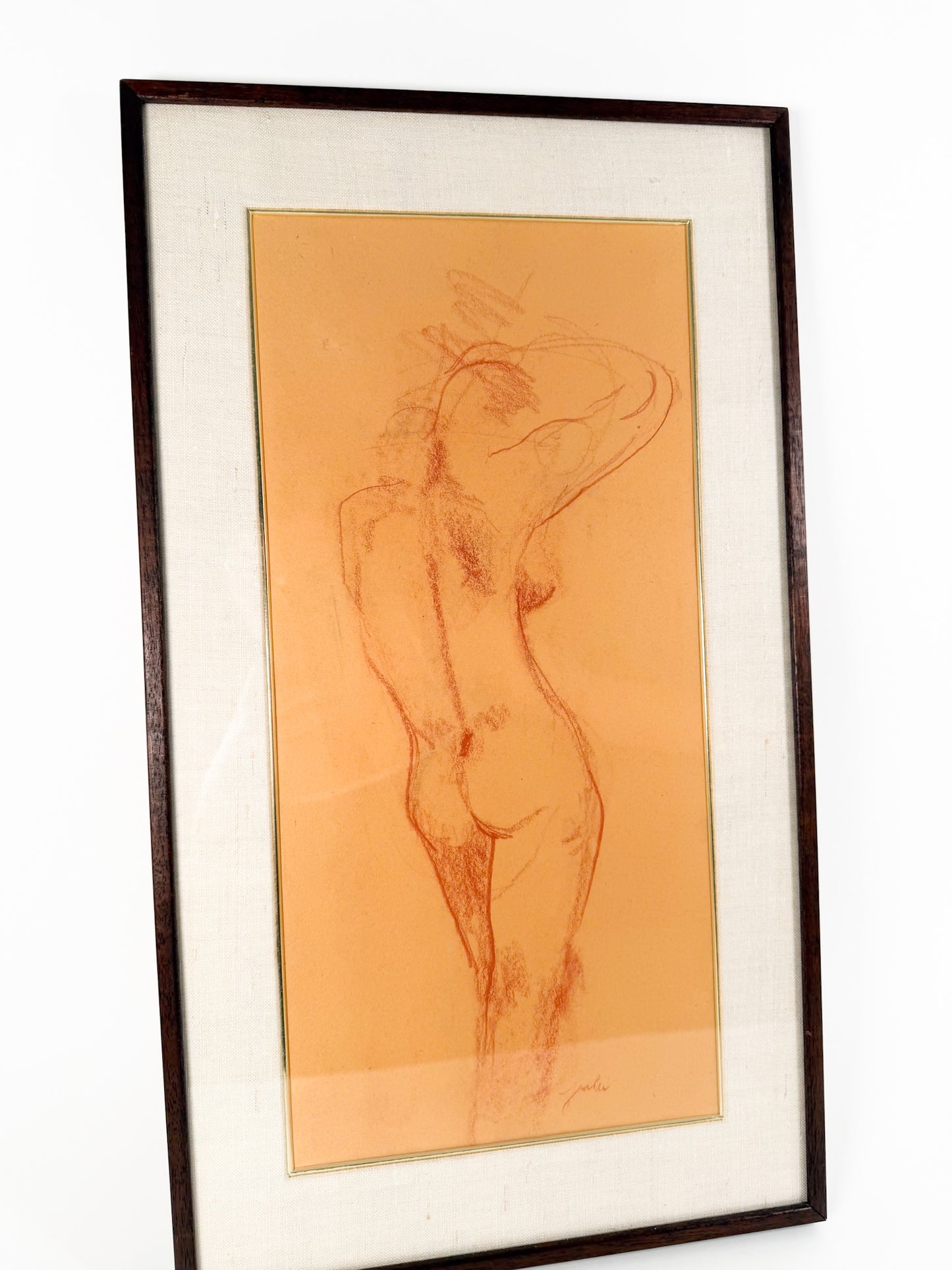 Vintage Signed Nude Female Drawing