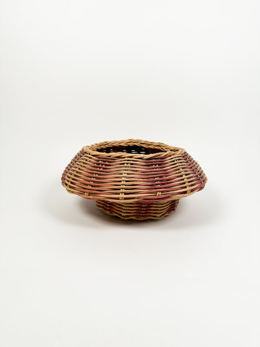 Vintage Round Striped Wicker Basket