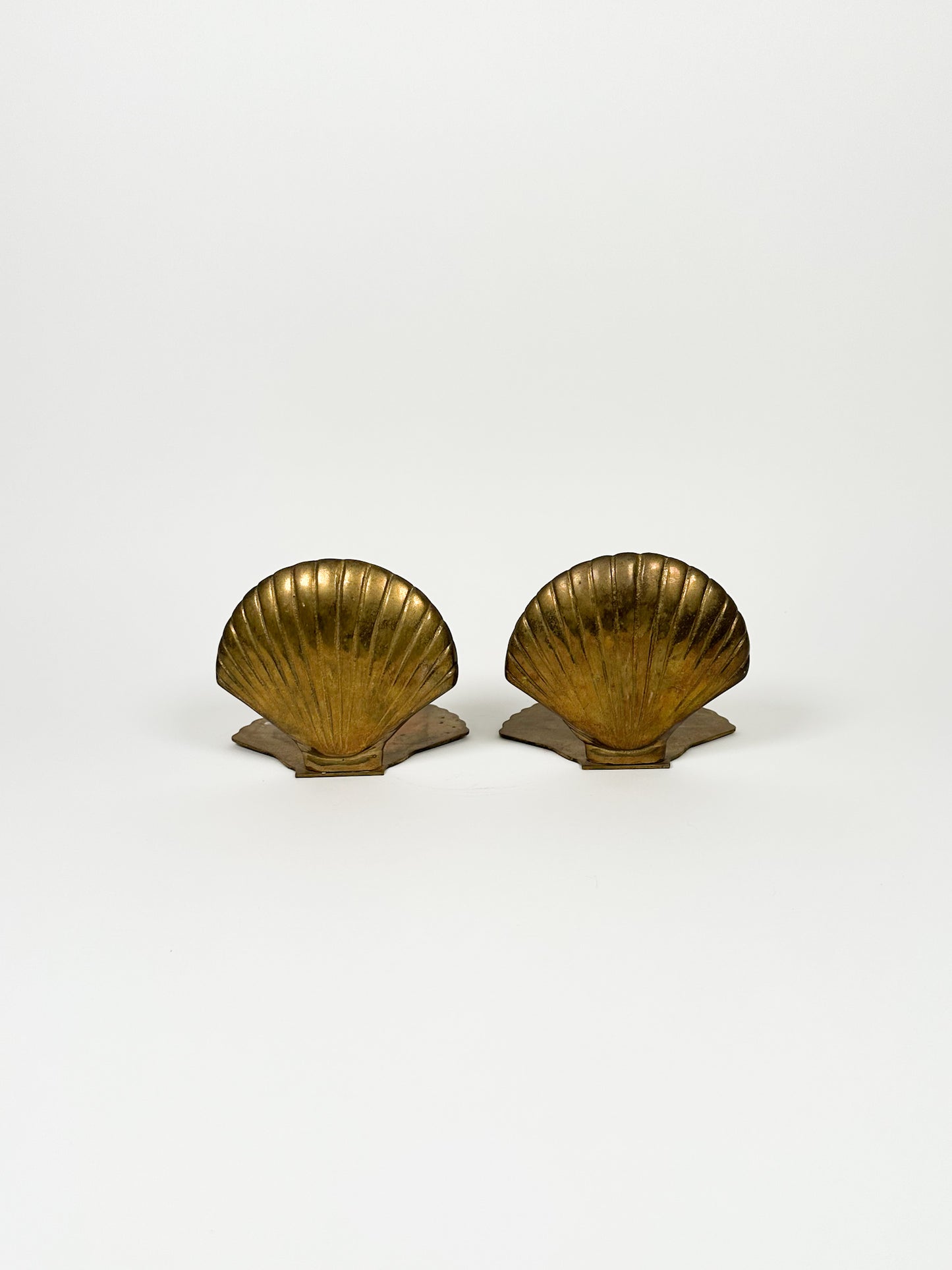 Vintage Brass Shell Bookends