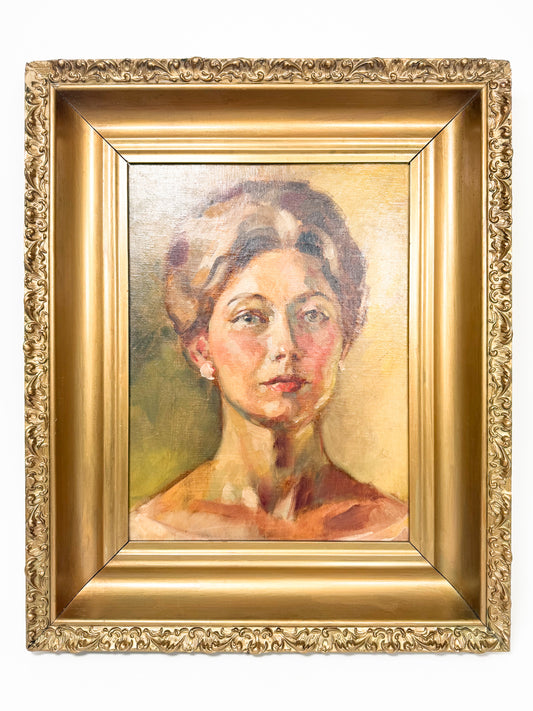 Vintage Original Female Portrait Oil Painting