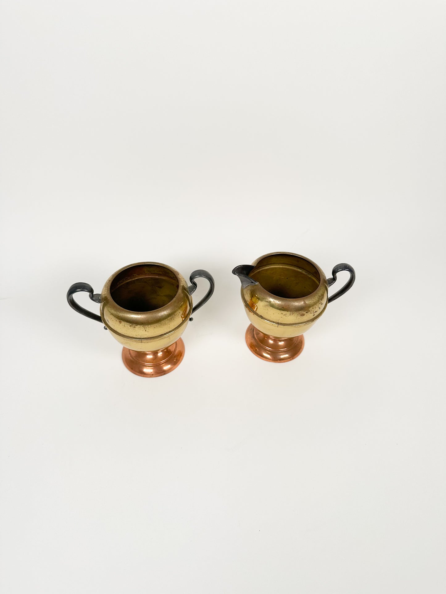 Vintage Metal Cream & Sugar Set