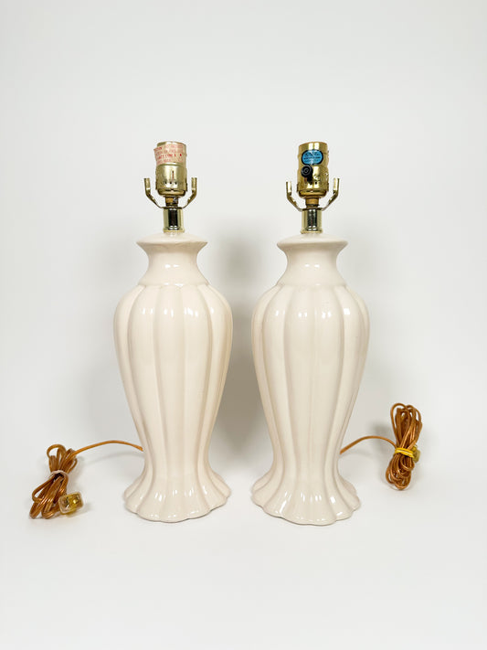 Vintage Cream Scallop Lamps