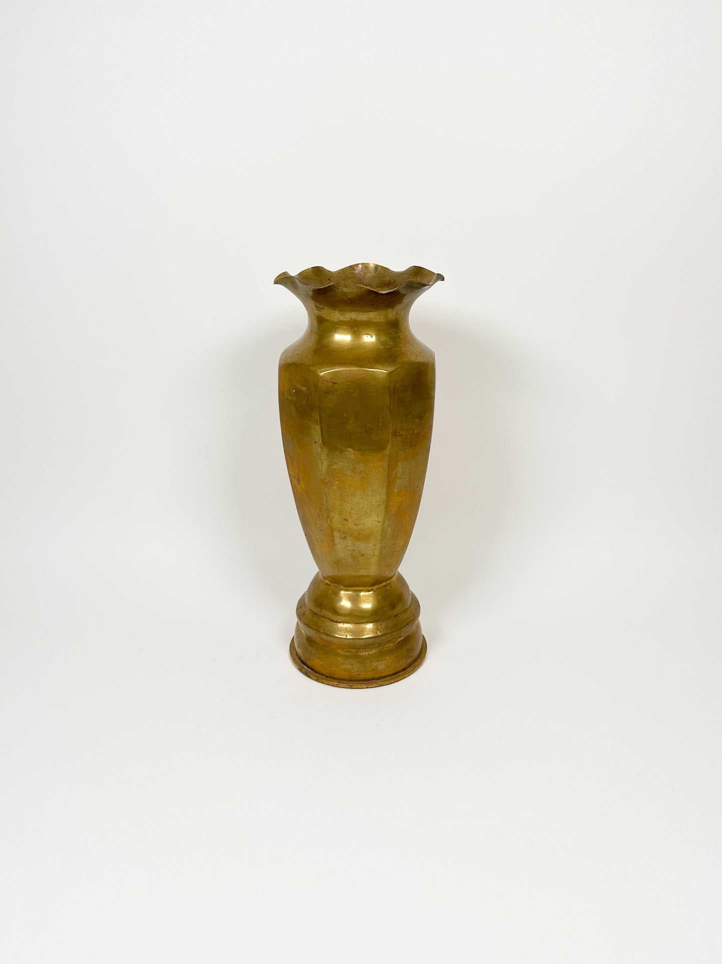 Vintage Large Brass Ruffle Vase