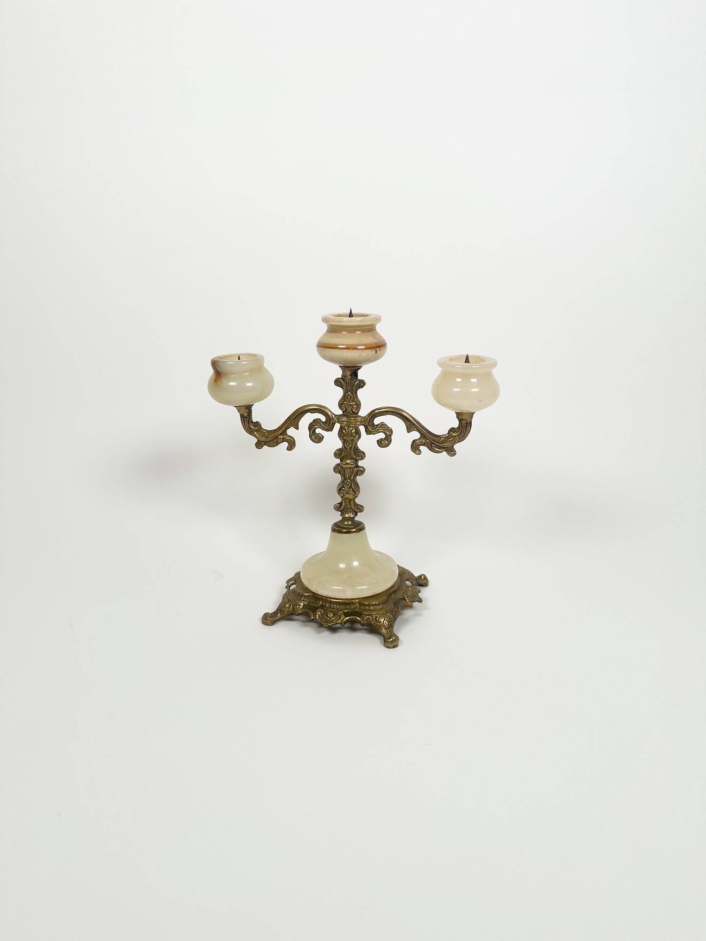 Vintage Onyx & Brass Candelabra