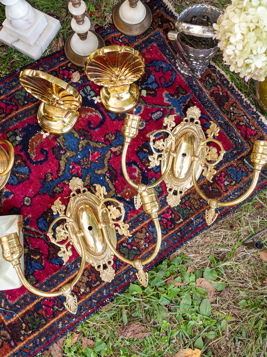 Vintage Brass Sconce Pair