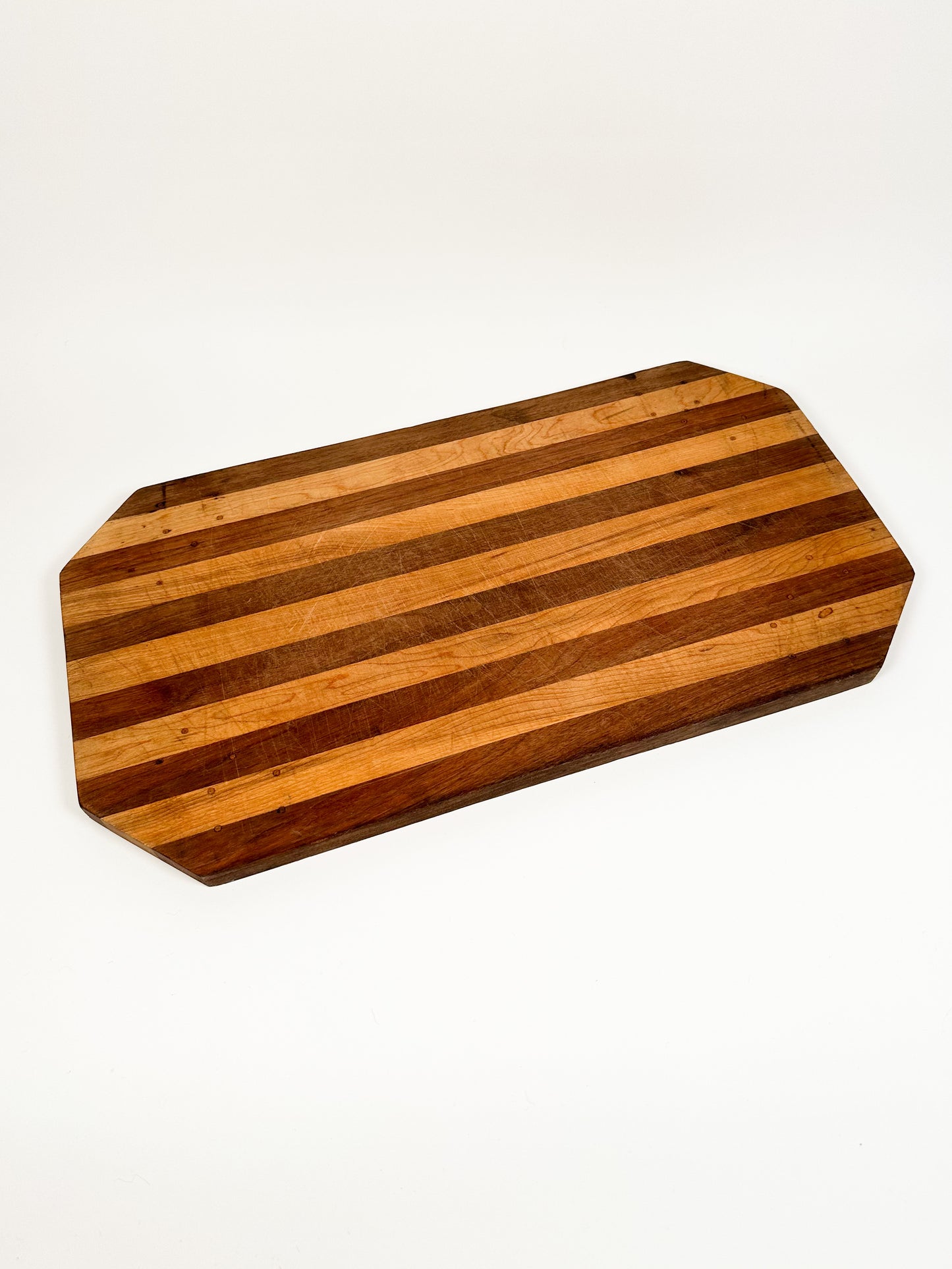 Vintage Handmade Striped Wood Cutting Board