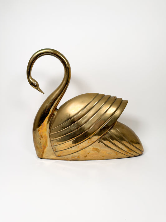 Vintage Large Brass Swan