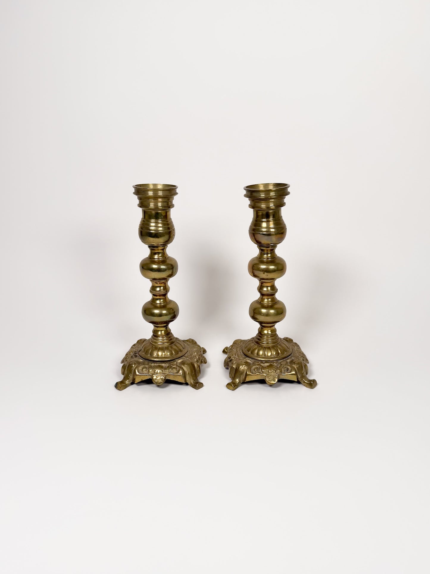 Vintage Ornate Brass Candle Holders