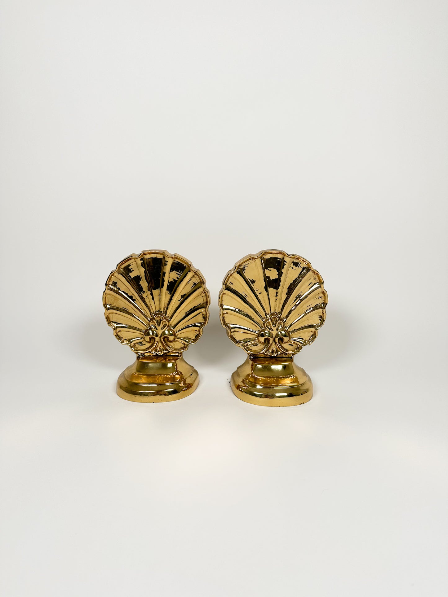 Vintage Gold Shell Bookends