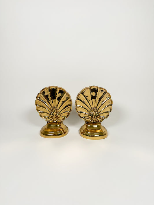 Vintage Gold Shell Bookends