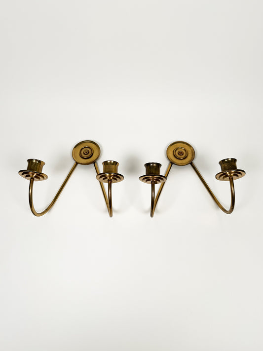 Vintage Brass Wall Sconce Set