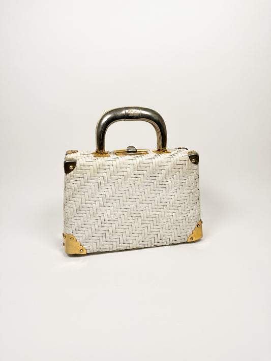 Vintage White Straw Handbag