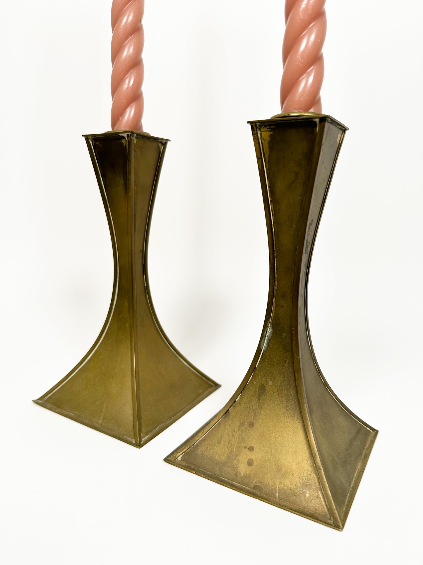 Geometric Brass Candle Holders