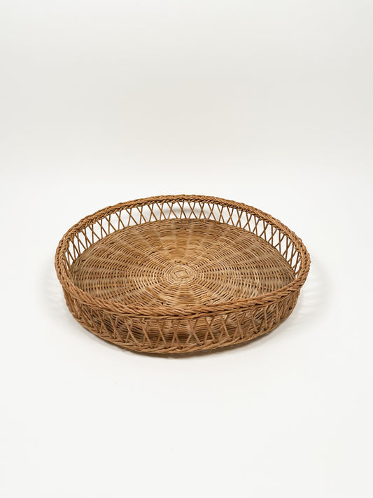 Round Wicker Basket Tray